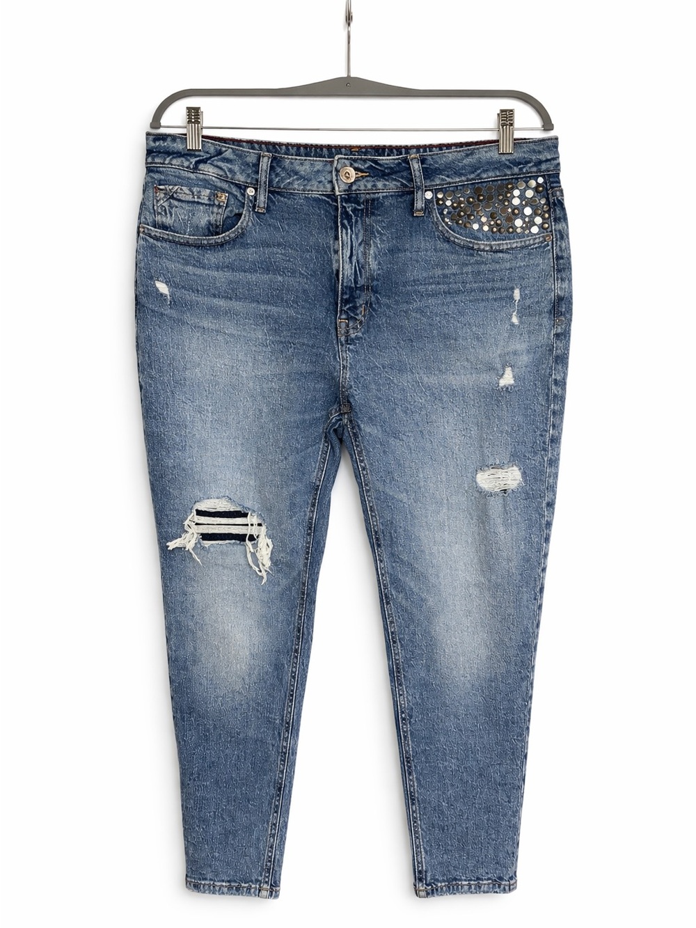 Edgely Studded Jeans Y2K High Rise 90s Tapered Denim Size 14 Short